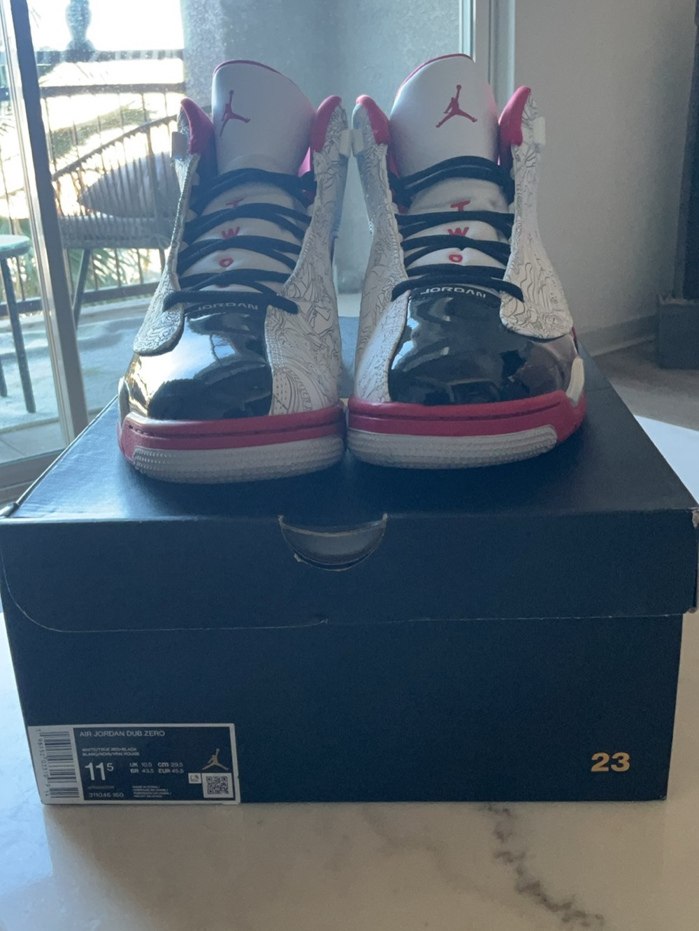 Mens Air Jordan Dub Zero Black/White/Pink High-Top Basketball Sneakers